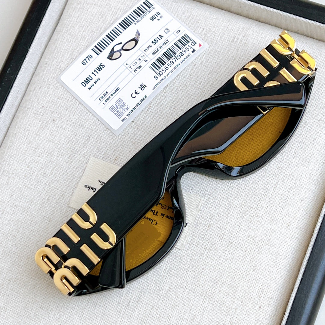LOGO SMU 11WS SUNGLASSES 575894 IN BLACK ACETATE BROWN LENS