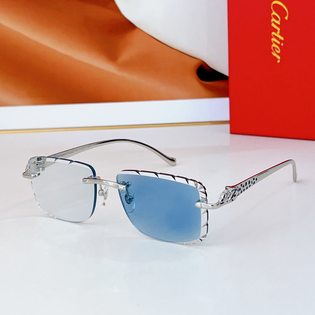 PANTHÈRE PHOTOCHROMIC LENSES RIMLESS SQUARE FRAME SUNGLASSES 580850 IN METAL