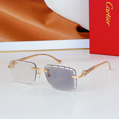 PANTHÈRE PHOTOCHROMIC LENSES RIMLESS SQUARE FRAME SUNGLASSES 580850 IN METAL