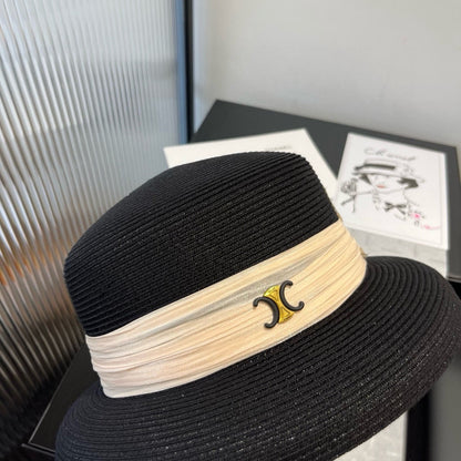 SMALL BRIM HAT MODEL 650349 IN BLACK WOVEN STRAW