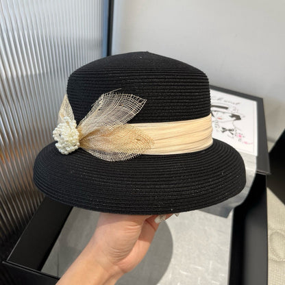 SMALL BRIM HAT MODEL 650349 IN BLACK WOVEN STRAW