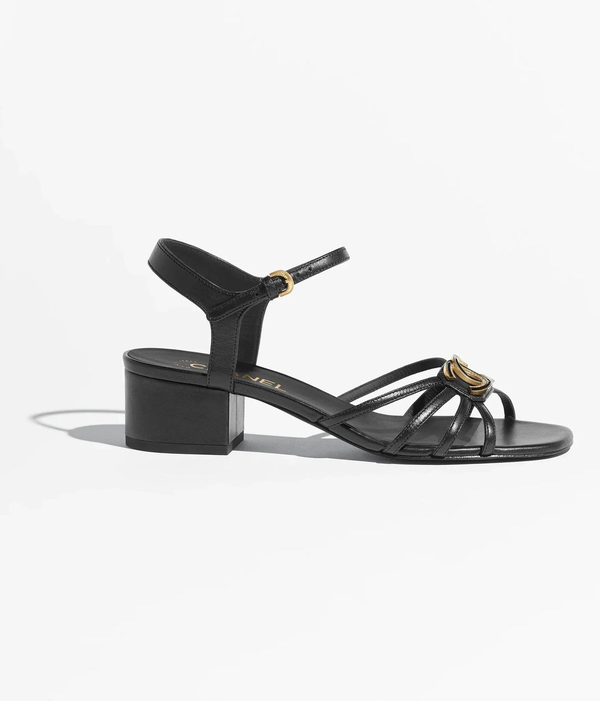 SANDALS 40 MM IN BLACK PATENT LAMBSKIN
