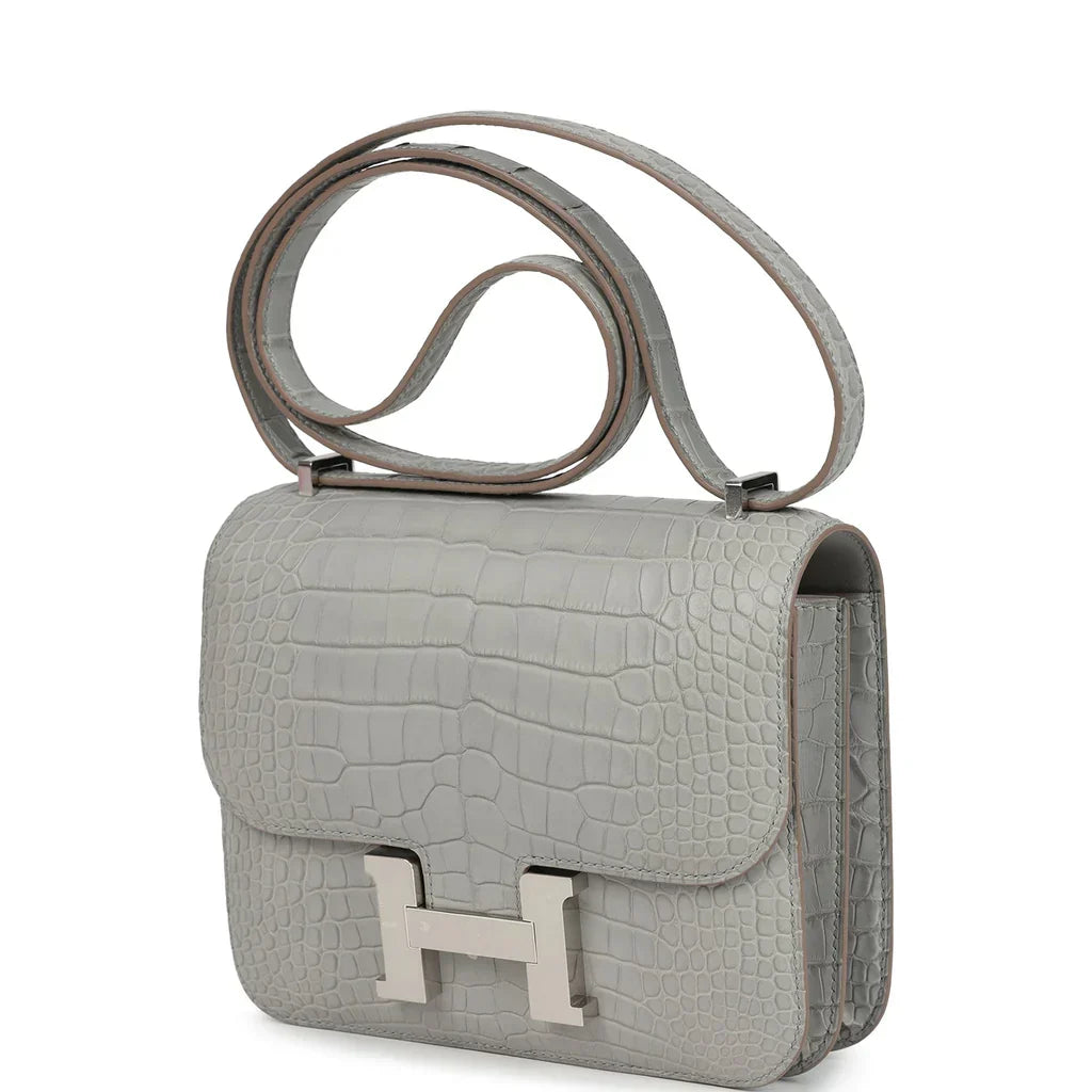 Constance 24 Grey Matte Alligator Palladium Hardware