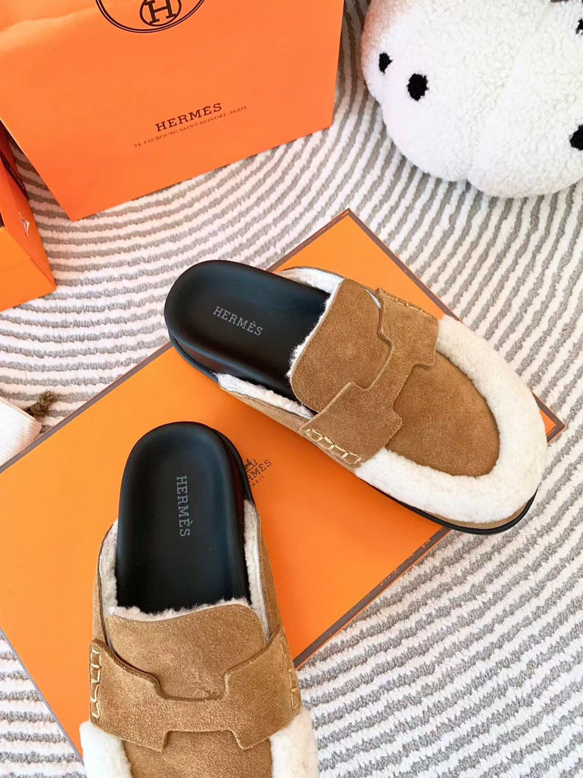 G0 MULE BROWN SUEDE SHEARLING