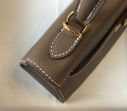 HM KELLY 25 ETOUPE EPSOM LEATHER GOLD HARDWARE