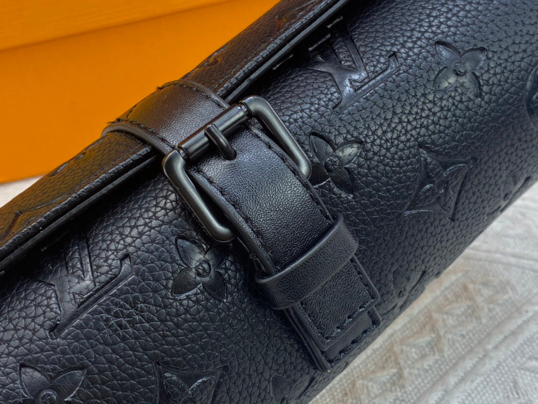 ETUI 3 MONTRES MONOGRAM TAURILLON BLACK CALFSKIN
