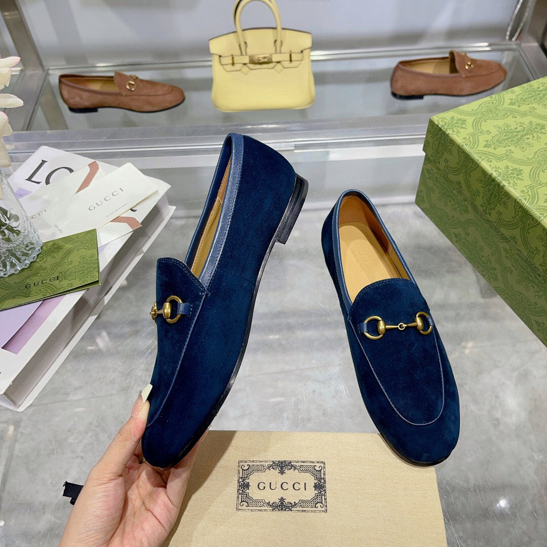 GG HORSEBIT LOAFERS NAVY BLUE SUEDE GHW