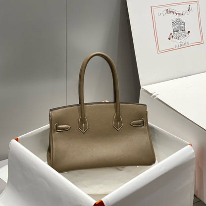 HM SHOULDER BIRKIN 29CM GRAY CALFSKIN SILVER HARDWARE