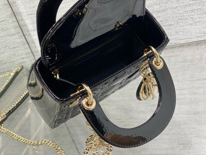 MINI 17 LADY BAG IN BLACK PATENT CALFSKIN