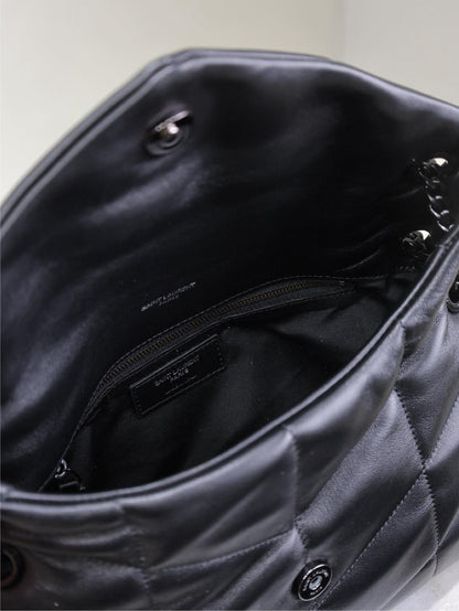 LOULOU PUFFER MEDIUM 29 IN ALL BLACK SHEEPSKIN BLACK HARDWARE