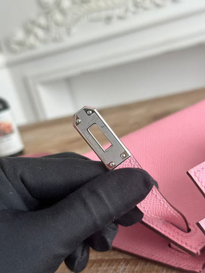 HM KELLY MINI 19 LIGHT PINK CALFSKIN SILVER HARDWARE