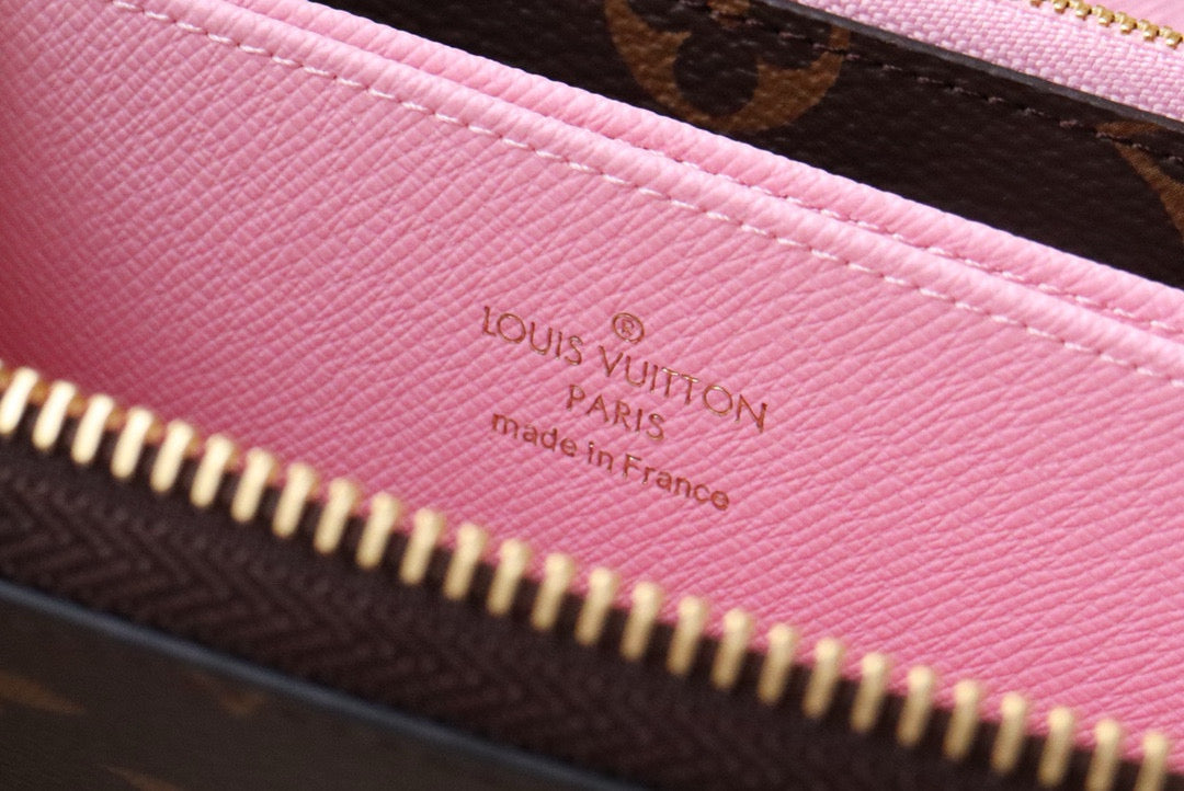 ZIPPY WALLET 19 CM IN BROWN MONOGRAM CALFSKIN WITH COLORFUL STICKER