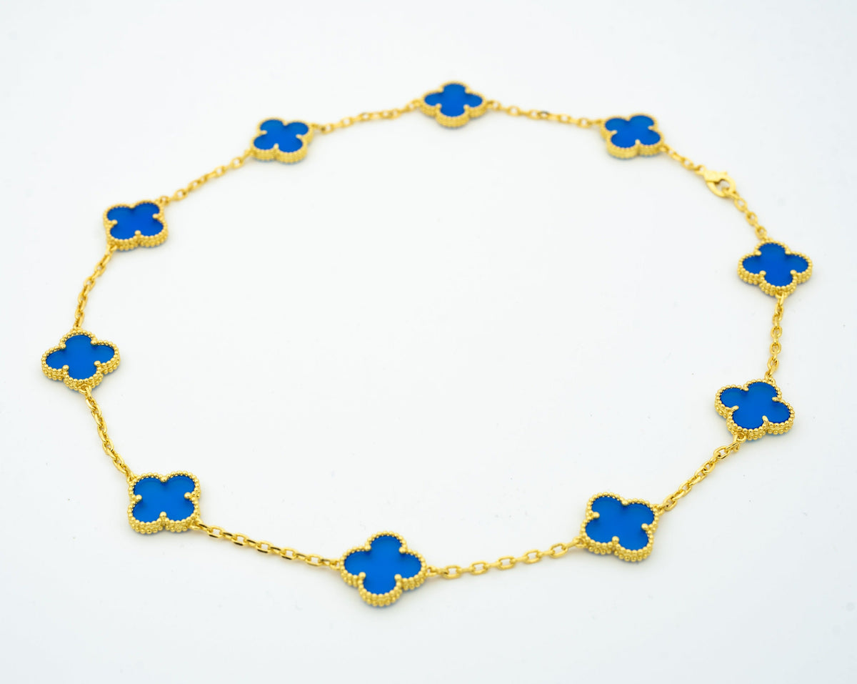 VINTAGE AGATE NECKLACE 10 MOTIFS GOLD