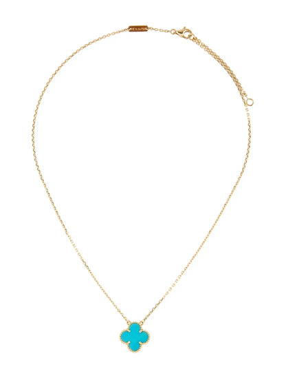 CLOVER MEDIUM TURQUOISE GOLD NECKLACE