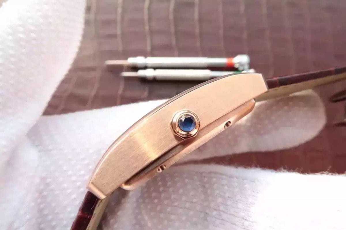 TANK MC ROSE GOLD 41 BROWN LEATHER STRAP