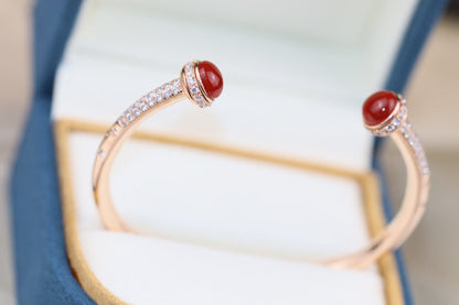POSSESSION PINK GOLD CARNELIAN DIAMOND OPEN BRACELET