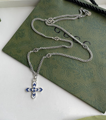 GG WOMEN'S NECKLACE WITH CROSS MOTIF PENDANT