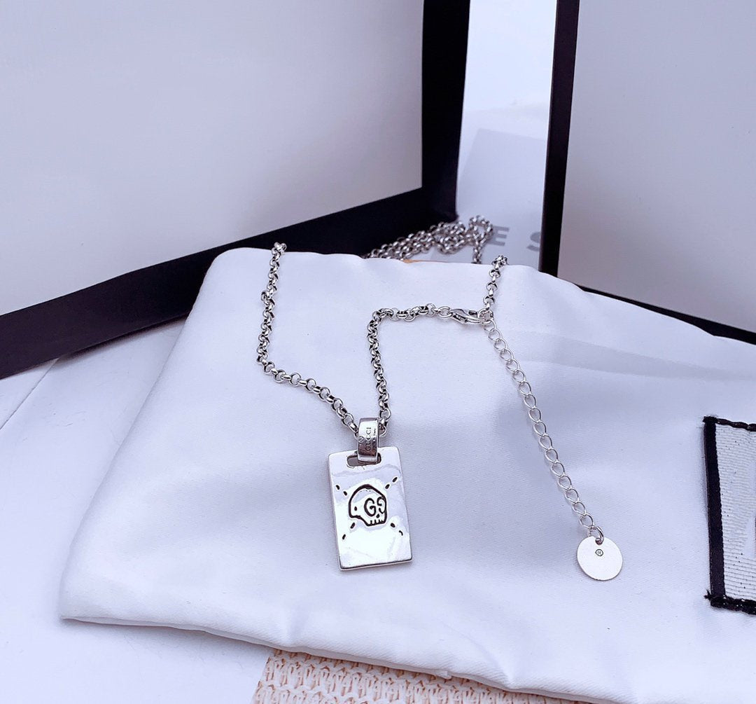 GG GHOST STERLING SILVER SKULL NECKLACE
