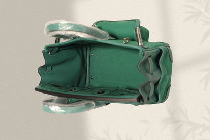 BIRKIN CARGO 25CM GREEN CANVAS AND LEATHER SILVER HARDWARE
