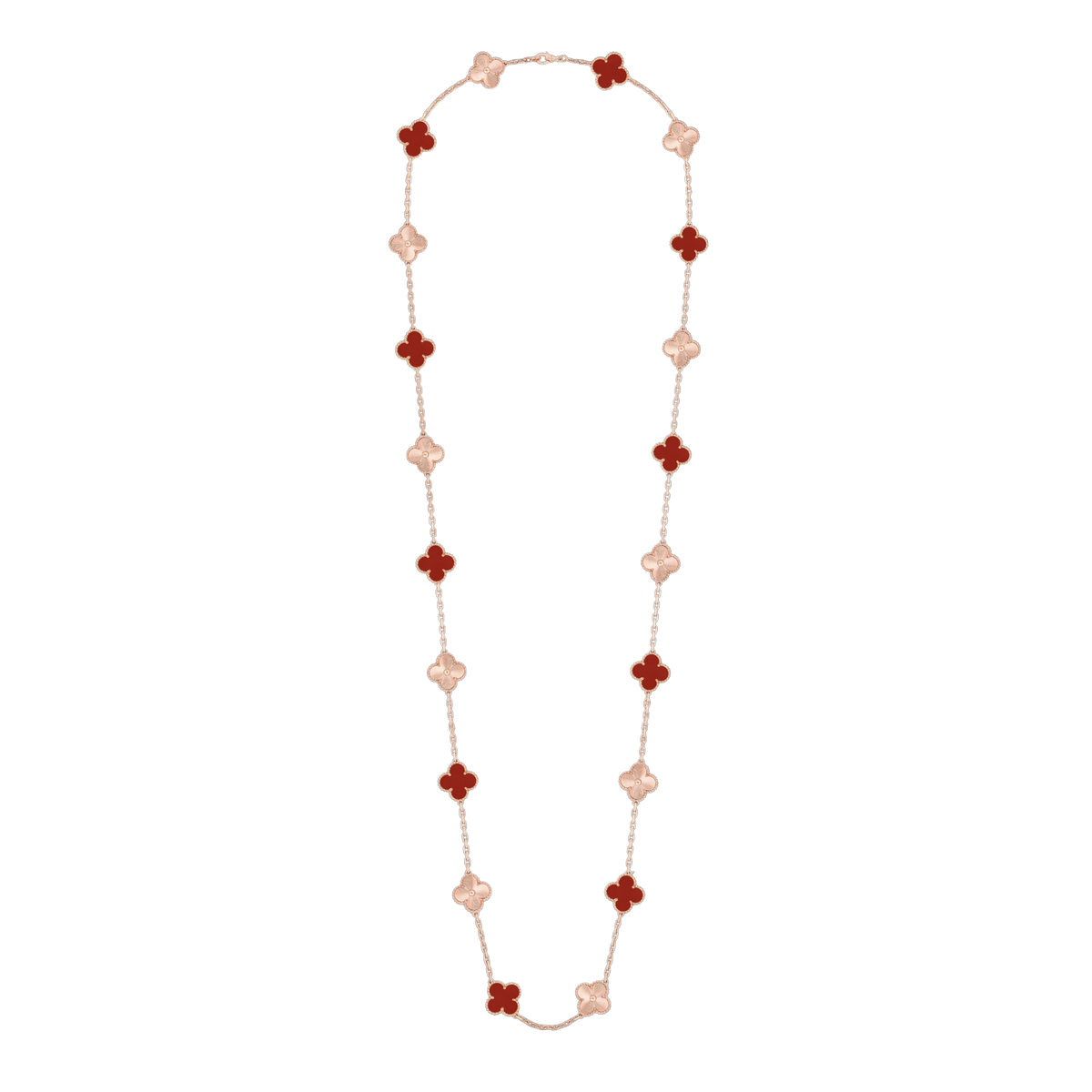 CLOVER 20 MOTIF CARNELIAN 86CM NECKLACE