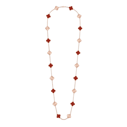 CLOVER 20 MOTIF CARNELIAN 86CM NECKLACE