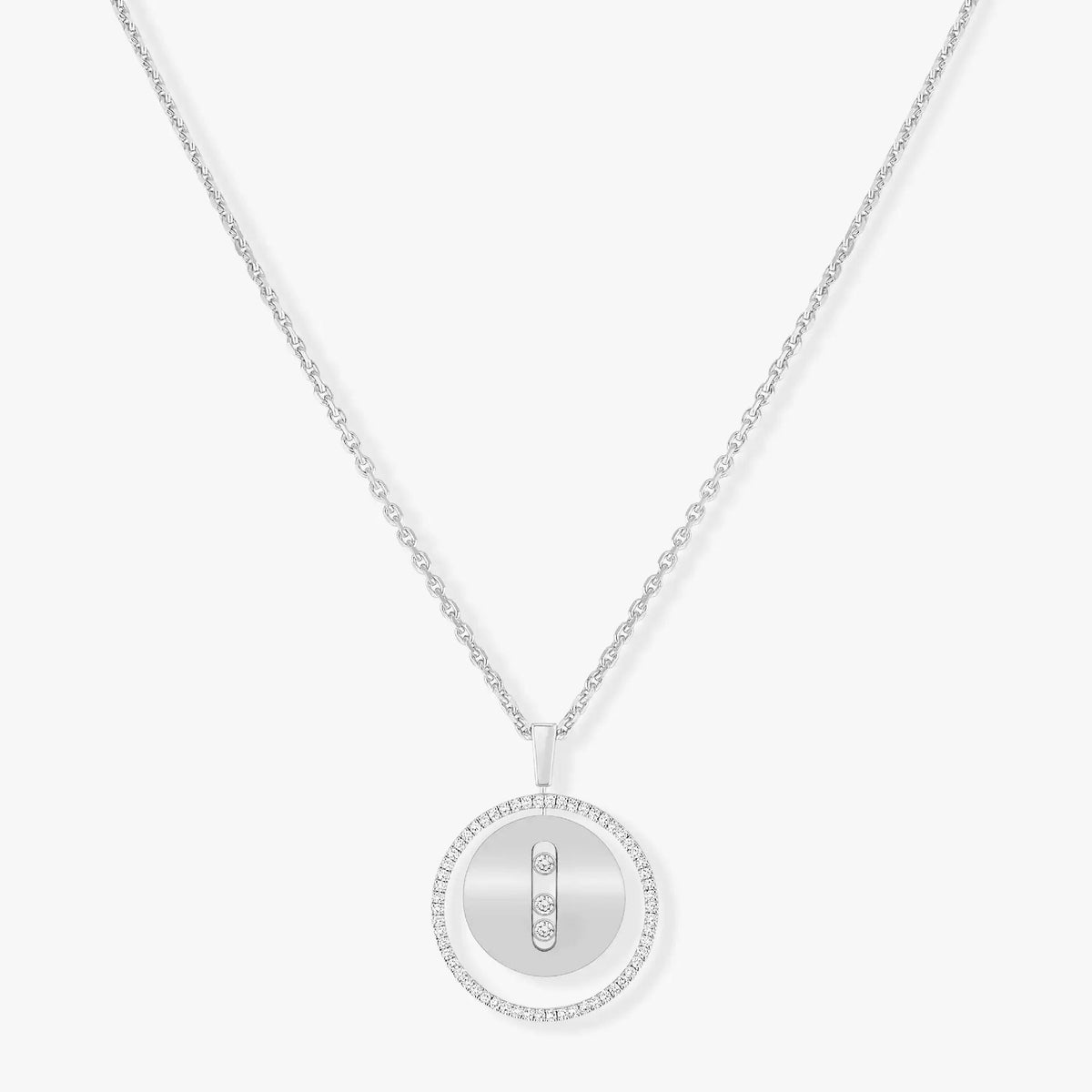 LUCKY MOVE MM SILVER DIAMOND NECKLACE