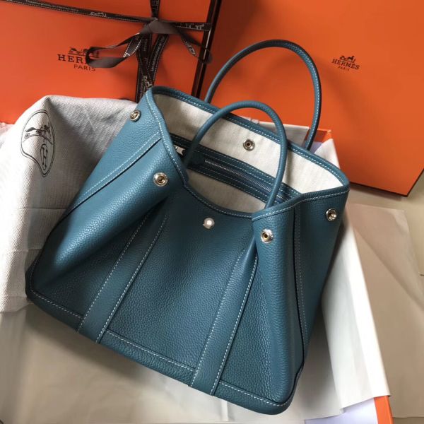 HERM Garden Party 30 Bag In Blue Jean Taurillon Leather