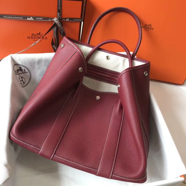 HERM Garden Party 30 Bag In Bordeaux Taurillon Leather