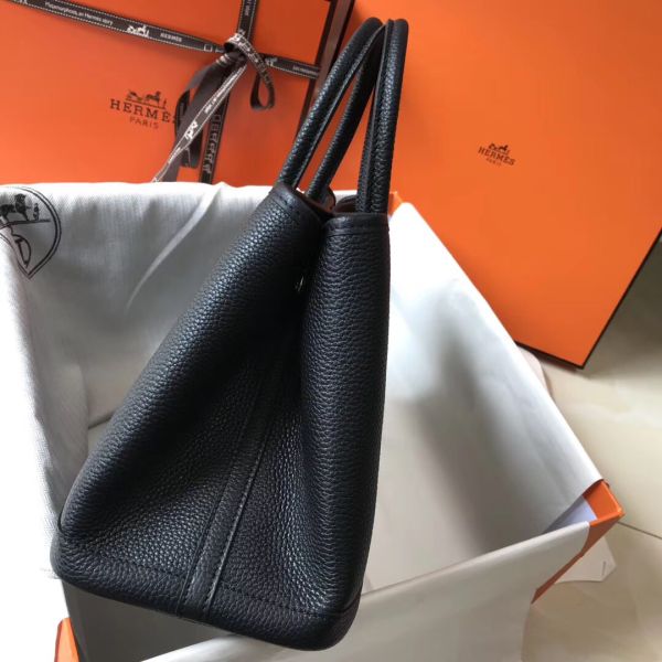 HERM Garden Party 30 Bag In Black Taurillon Leather