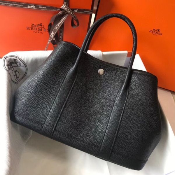 HERM Garden Party 30 Bag In Black Taurillon Leather