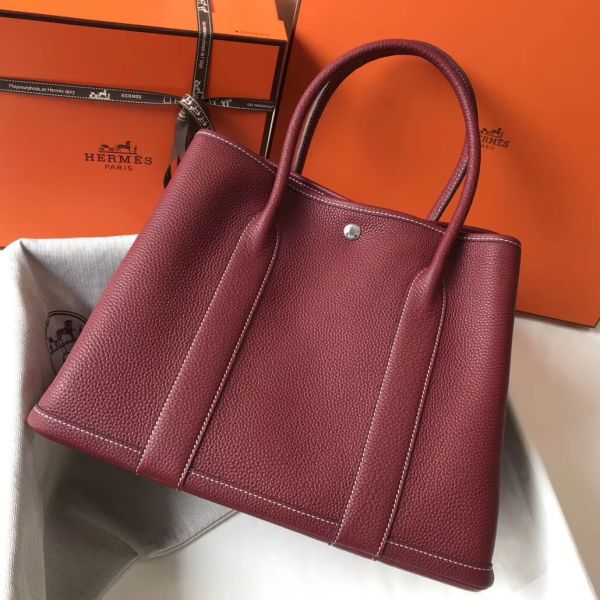 HERM Garden Party 36 Bag In Bordeaux Clemence Leather