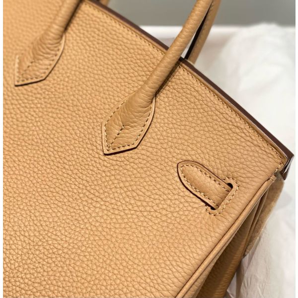 HERM Birkin 25cm Bag In Chai Clemence Leather GHW