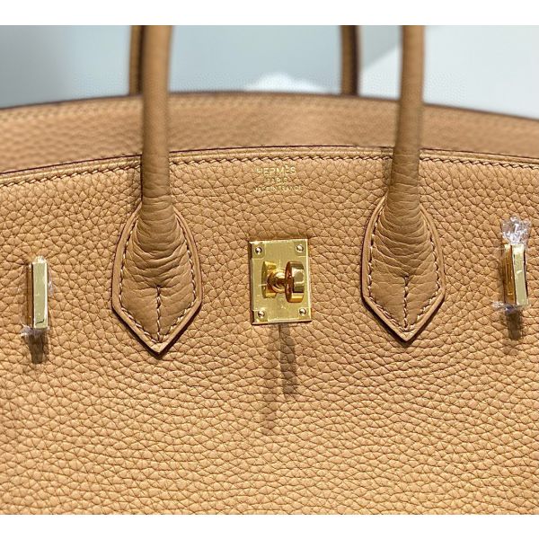HERM Birkin 25cm Bag In Chai Clemence Leather GHW
