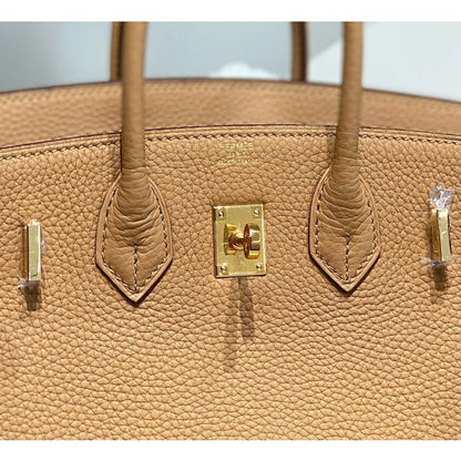 HERM Birkin 25cm Bag In Chai Clemence Leather GHW