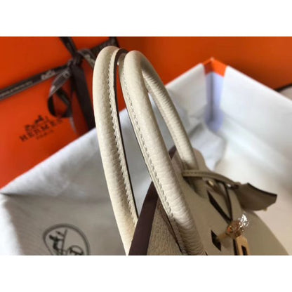 HERM Birkin 25cm Bag In Beton Clemence Leather GHW