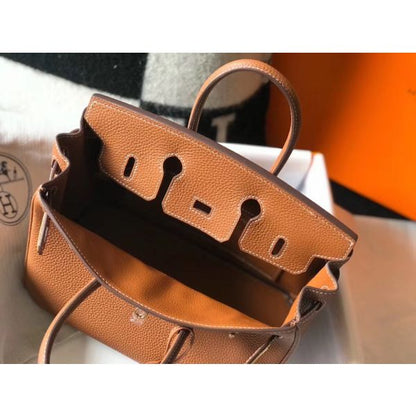 HERM Birkin 25cm Bag In Gold Clemence Leather GHW