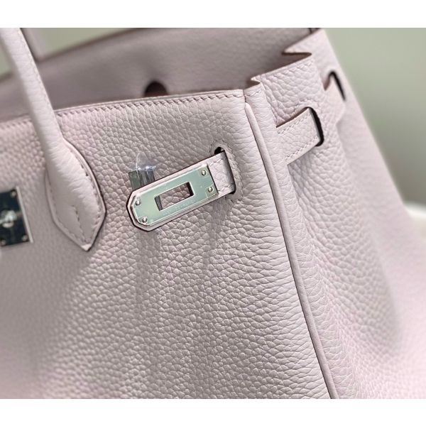 HERM Birkin 25cm Bag In Mauve Pale Clemence Leather PHW
