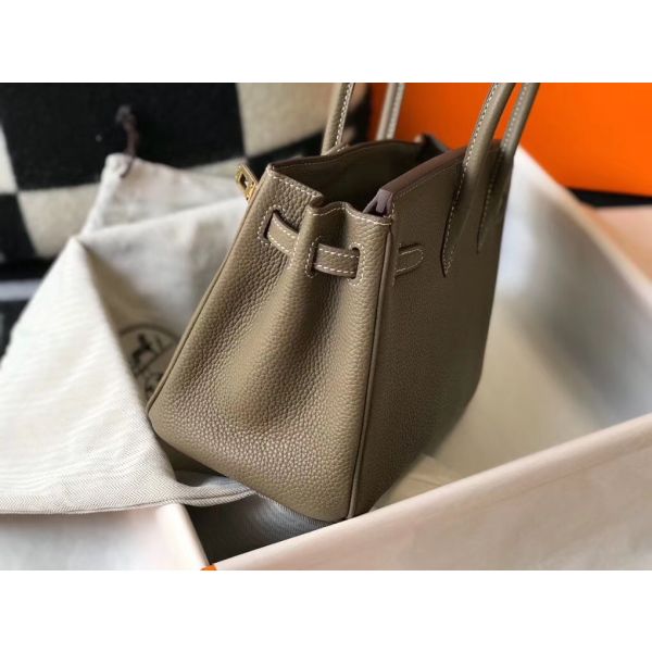 HERM Birkin 25cm Bag In Taupe Clemence Leather GHW