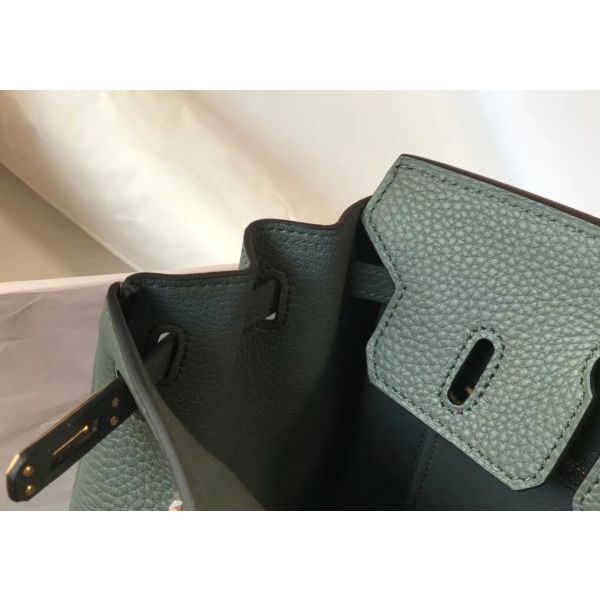 HERM Birkin 25cm Bag In Vert Amande Clemence Leather GHW