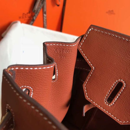 HERM Birkin 30cm Bag In Toile H Canvas With Barenia Leather