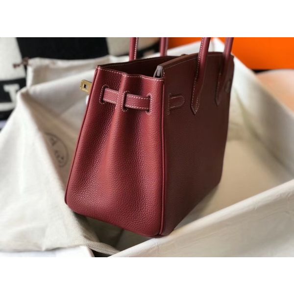 HERM Birkin 30cm Bag In Bordeaux Clemence Leather GHW