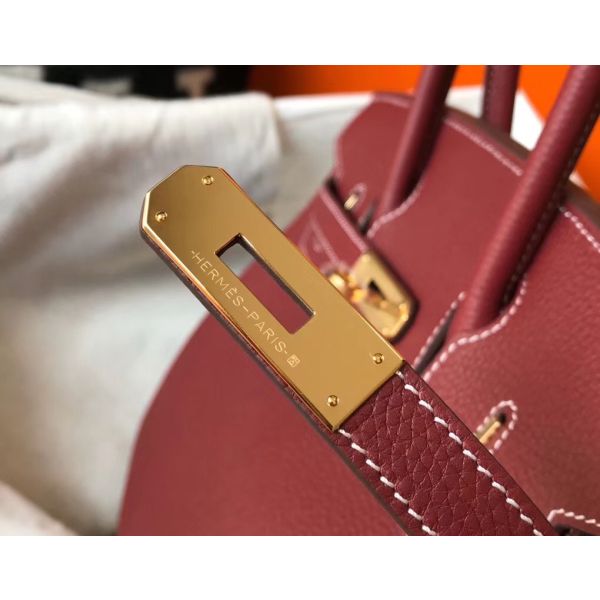 HERM Birkin 30cm Bag In Bordeaux Clemence Leather GHW