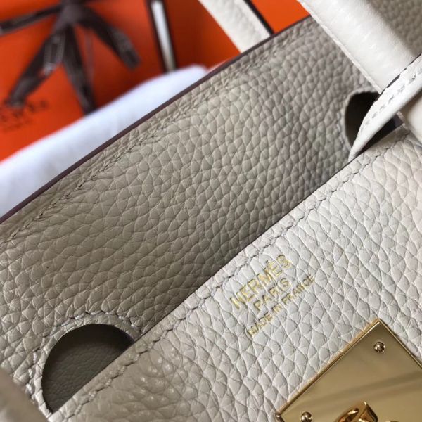 HERM Birkin 30cm Bag In Beton Clemence Leather GHW