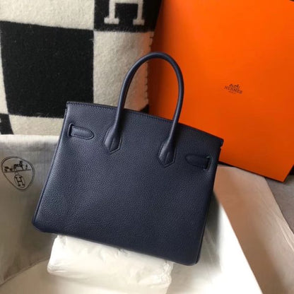 HERM Birkin 30cm Bag In Dark Blue Clemence Leather GHW