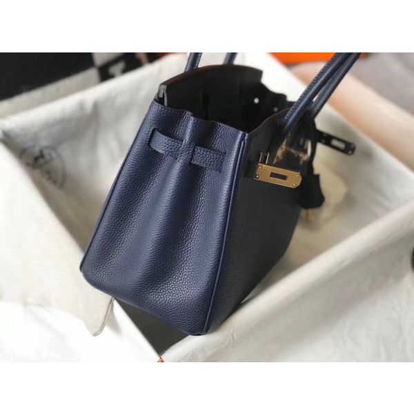 HERM Birkin 30cm Bag In Dark Blue Clemence Leather GHW