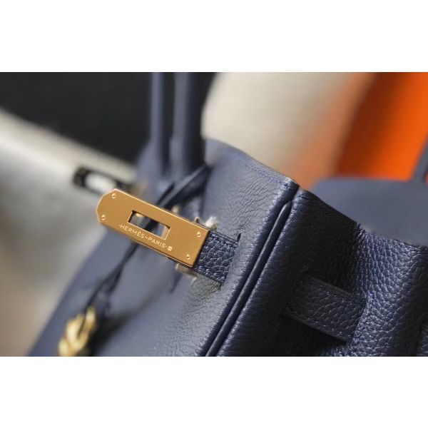 HERM Birkin 30cm Bag In Dark Blue Clemence Leather GHW
