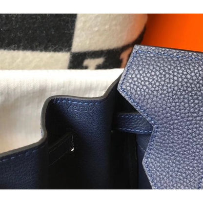HERM Birkin 30cm Bag In Dark Blue Clemence Leather GHW
