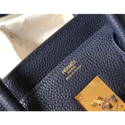 HERM Birkin 30cm Bag In Dark Blue Clemence Leather GHW