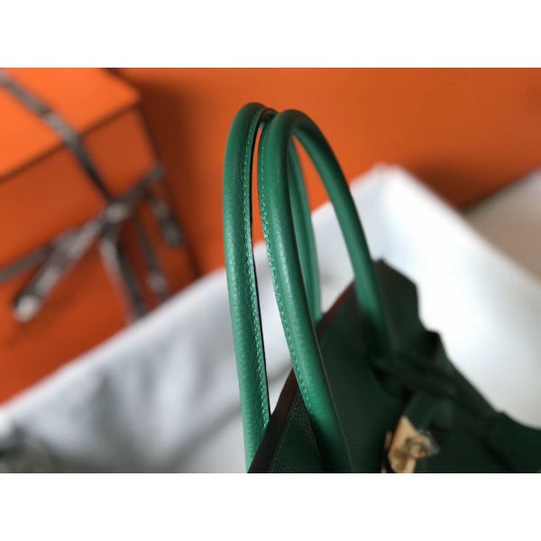 HERM Birkin 30cm Bag In Vert Vertigo Clemence Leather GHW