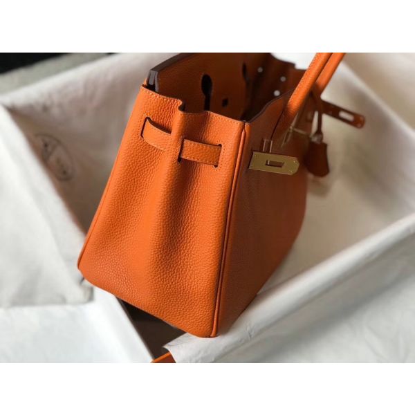 HERM Birkin 30cm Bag In Orange Clemence Leather GHW
